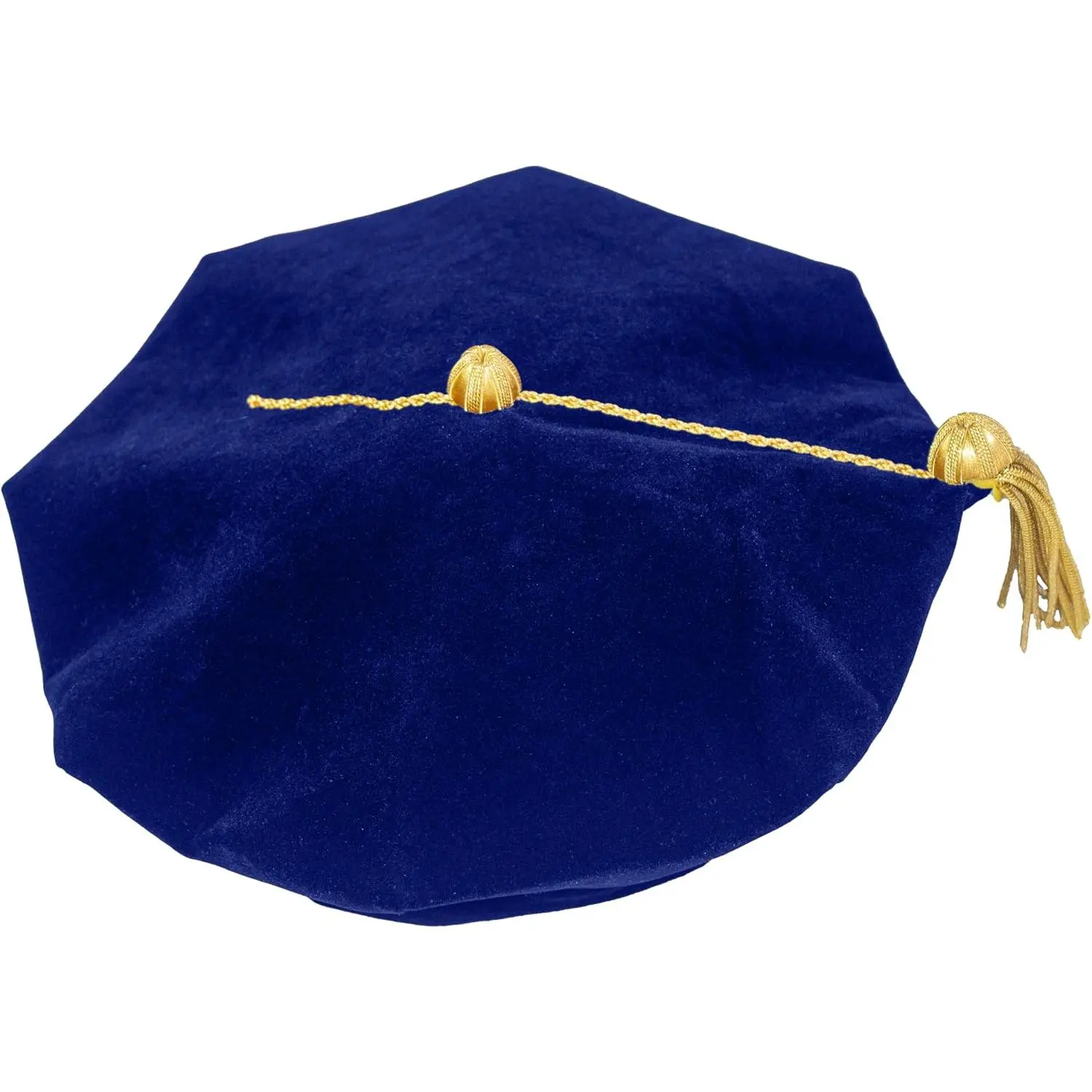 8-Sided Doctoral Tam Graduation Academic Cap with Bullion Tassel, Synthetic Fabric, Adjustable Fit for Customized Graduation Garments