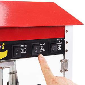 Commercial Popcorn Machine, 10 Oz Kettle, 1300W Countertop Popcorn Maker for 60 Cups per Batch, Movie Theater Popcorn Popper with 3-Switch Control, 2 Scoops 1 Cup, Red (18.5''L*12.8''W*25.8''H)