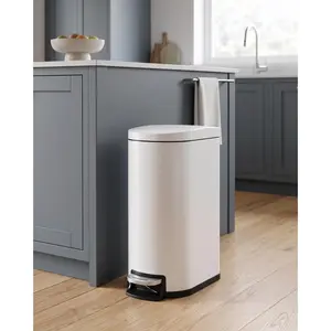 6L Slim Stainless Steel Step Trash Can with Soft Close Lid, Anti-Fingerprint Waterproof Bin with Removable Inner Bucket Odor Control Rear Handle, Silver & Black for Small Kitchen Bathroom