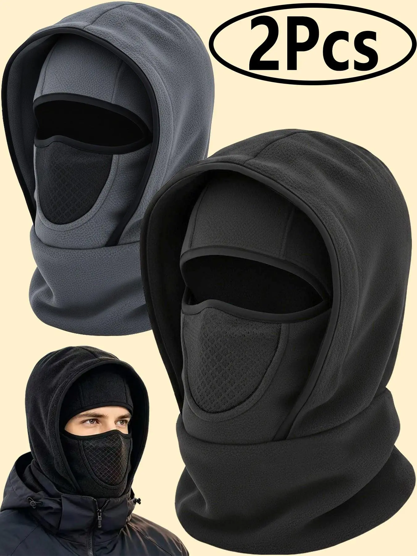 2PCS Ski Mask for Men and Women, Lightweight UV Balaclava Face Cover | Breathable lightweight fabric with UV, wind, and dust coverage for riding, skiing, snowboarding, moto, running, and cycling