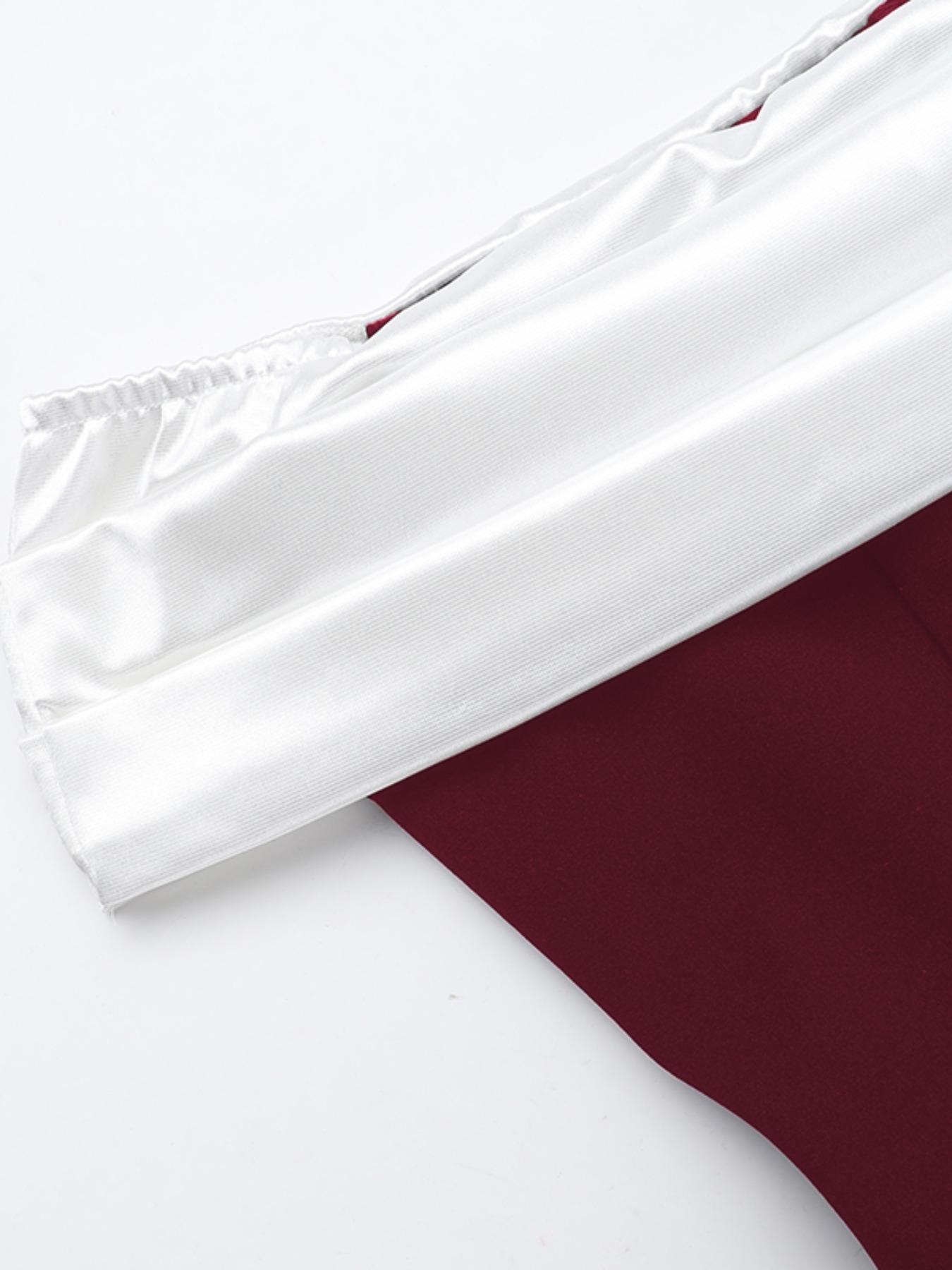 One Shoulder Colorblock Formal Party Dress, Backless Slim-Fitting Short Dress, Chic Elegant Christmas & Holiday Wear, Fall & Winter Fashion