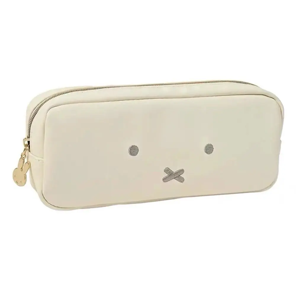 Cute Miffy Kawaii Leather Pencil Box - Waterproof, Zippered, Embroidered Cartoon Rabbit Storage Bag for Pencil Storage Organization, Portable Girl's Gift Bag