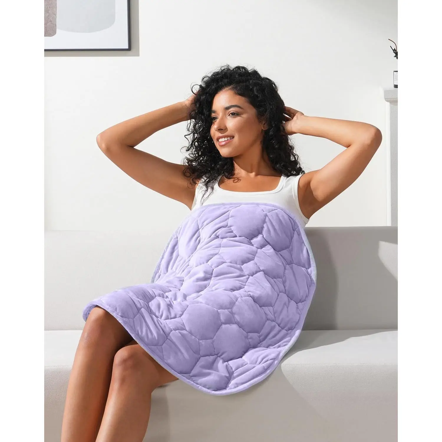 7lbs Weighted Lap Blanket for Adults, Soft Weighted Lap Pad, Small Cozy for Sleeping & Relaxing, Machine Washable, Light Purple, 24 x 29 Inches