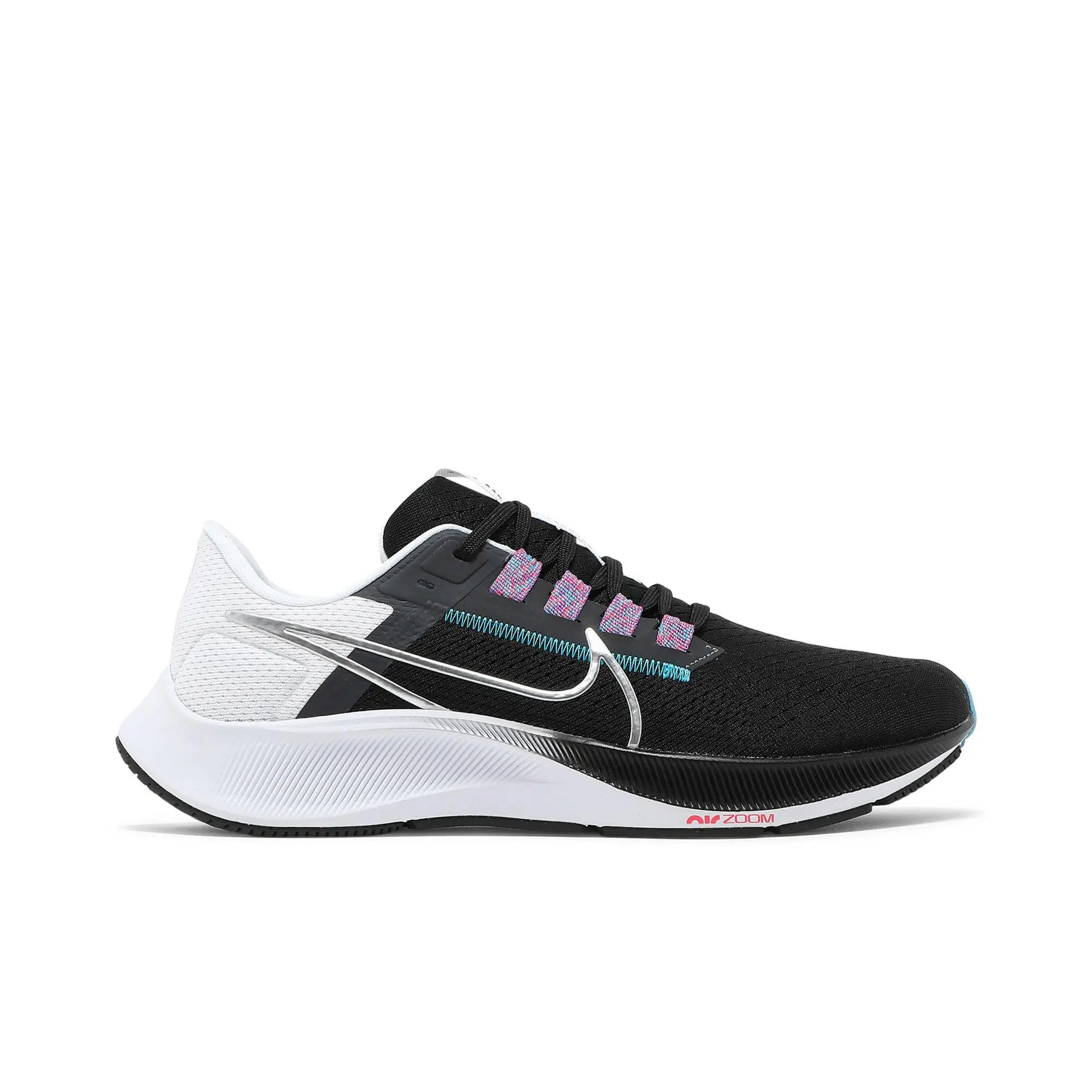 Nike Air Zoom Pegasus 38 'Black Metallic Silver' (Unisex) Black/White/Chlorine Blue/Metallic Silver running shoes CW7356 003