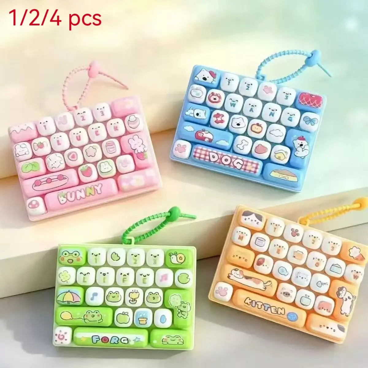 Cartoon Animal Diary 26-Key Stress Relief Keyboard Keychain, Large Mood Booster Press Fun Keyboard, Perfect Gift for Relaxation, Cute Keychains