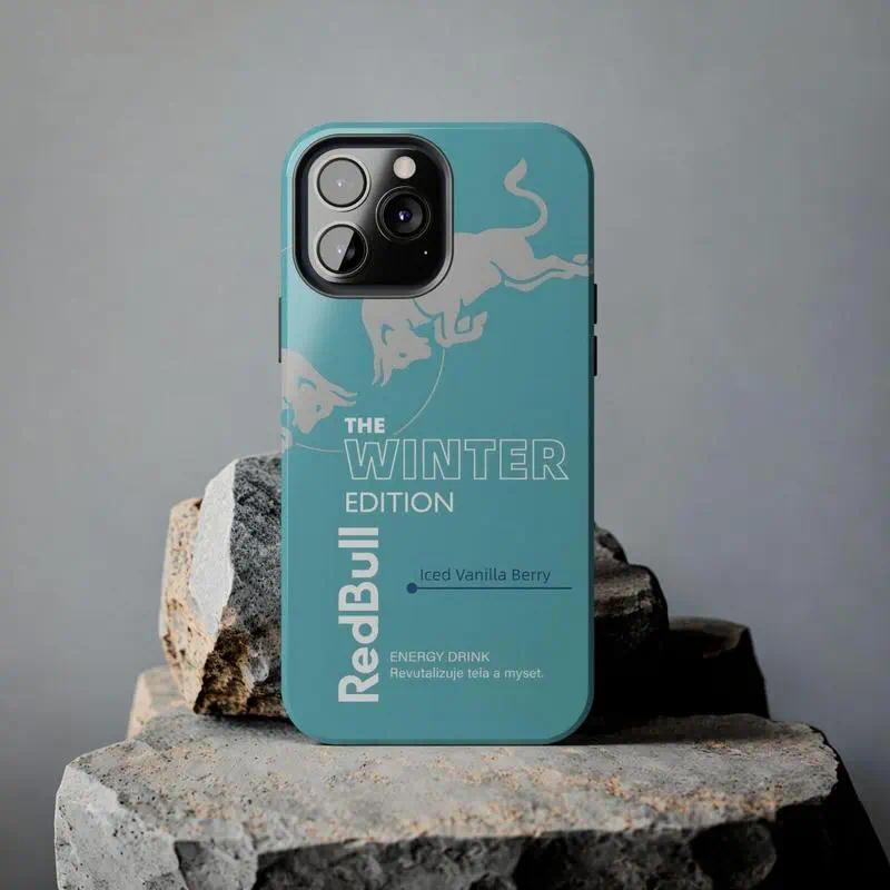 Red Bull Winter Edition Phone Case: Glossy Protective Lexan Plastic, Essential Piece, Fits Any Wardrobe, Suitable for iPhone 17-12 Pro Max/Plus