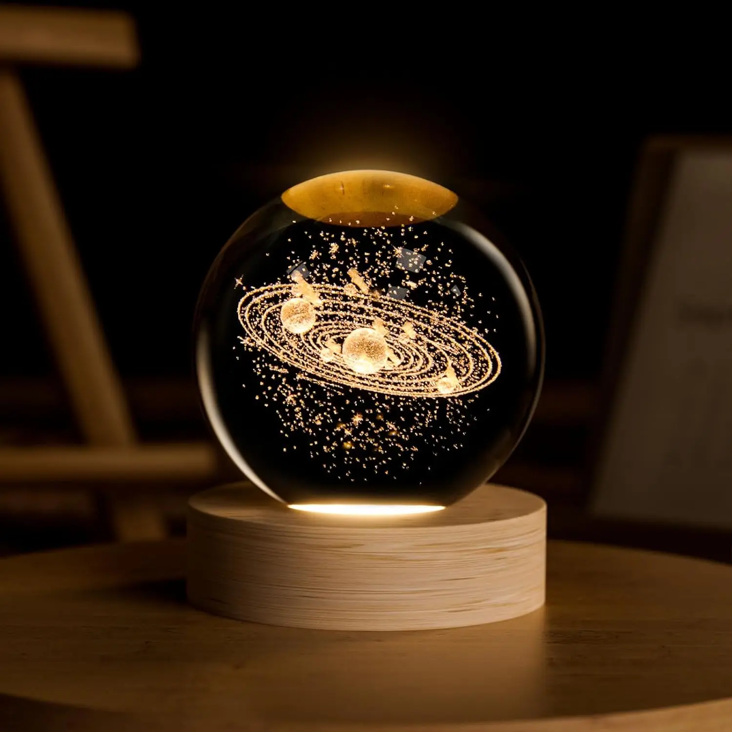 3D Solar System Crystal Ball, 2.4in Universe Gifts Decorative Quartz Glass Ball, Space Laser Engraved Model Astronomy Decor, Physics Display Sculpture Home Decor Crafts for Friends Mom Women Boys