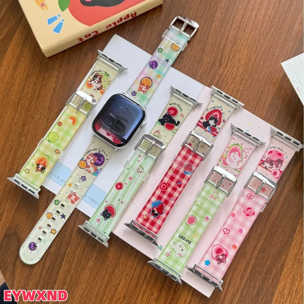 EYWXND Cartoon Color Block TPU Watch Strap Compatible With All Apple Watch Series, Flexible Transparent Replacement Wrist Band, Trendy Scratch Resistant Accessory For Sports, Daily Outfit Styling And Casual Outdoor All Day Wear