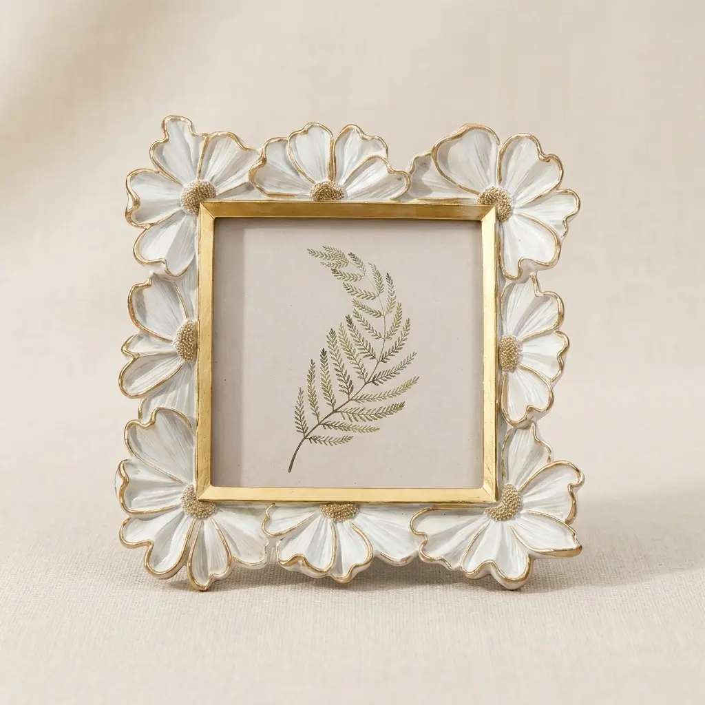 French Style 3D Petal Frame, Flower Design, Living Room and Study Decor, Elegant Photo Frame for Home Decoration, Floral Picture Frame