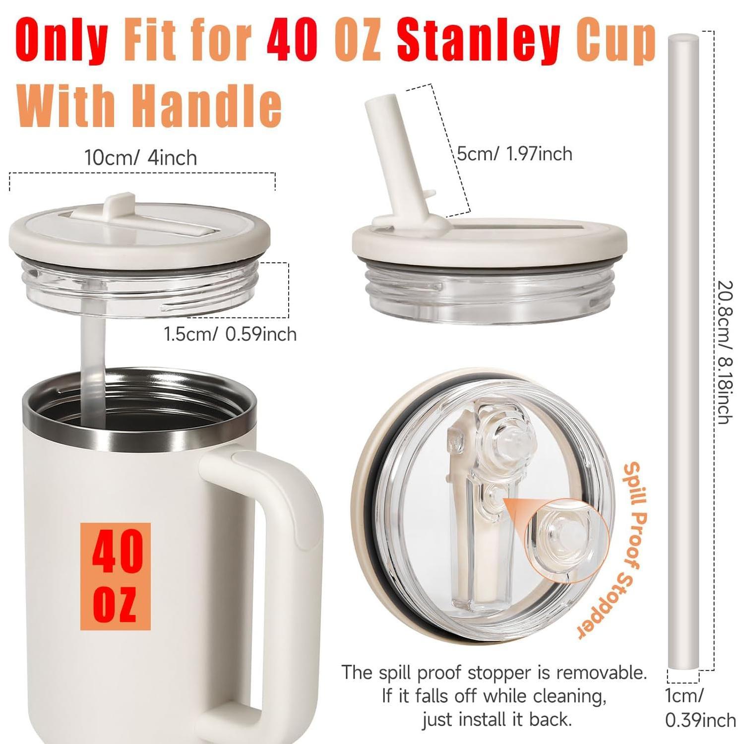 Tumbler Flip Straw Lid Replacement, 2 Counts Splash-Resistant Tumbler Lids with 2 Straws, Reusable Leak-Proof Covers for Stanley Cup Accessories
