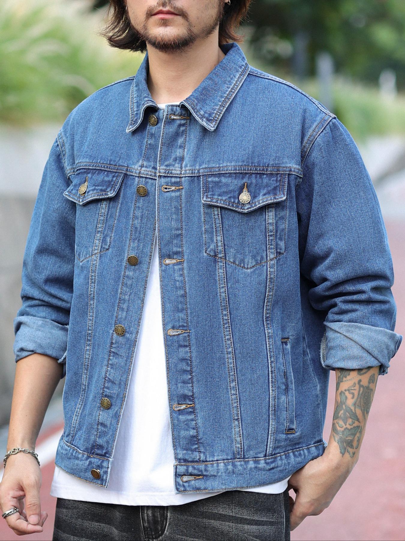 Men's Denim Jacket Coat, Casual Fashion Outerwear, Stylish Design for Daily Wear & Outdoor Activities, Perfect Fit for Spring & Fall Seasons