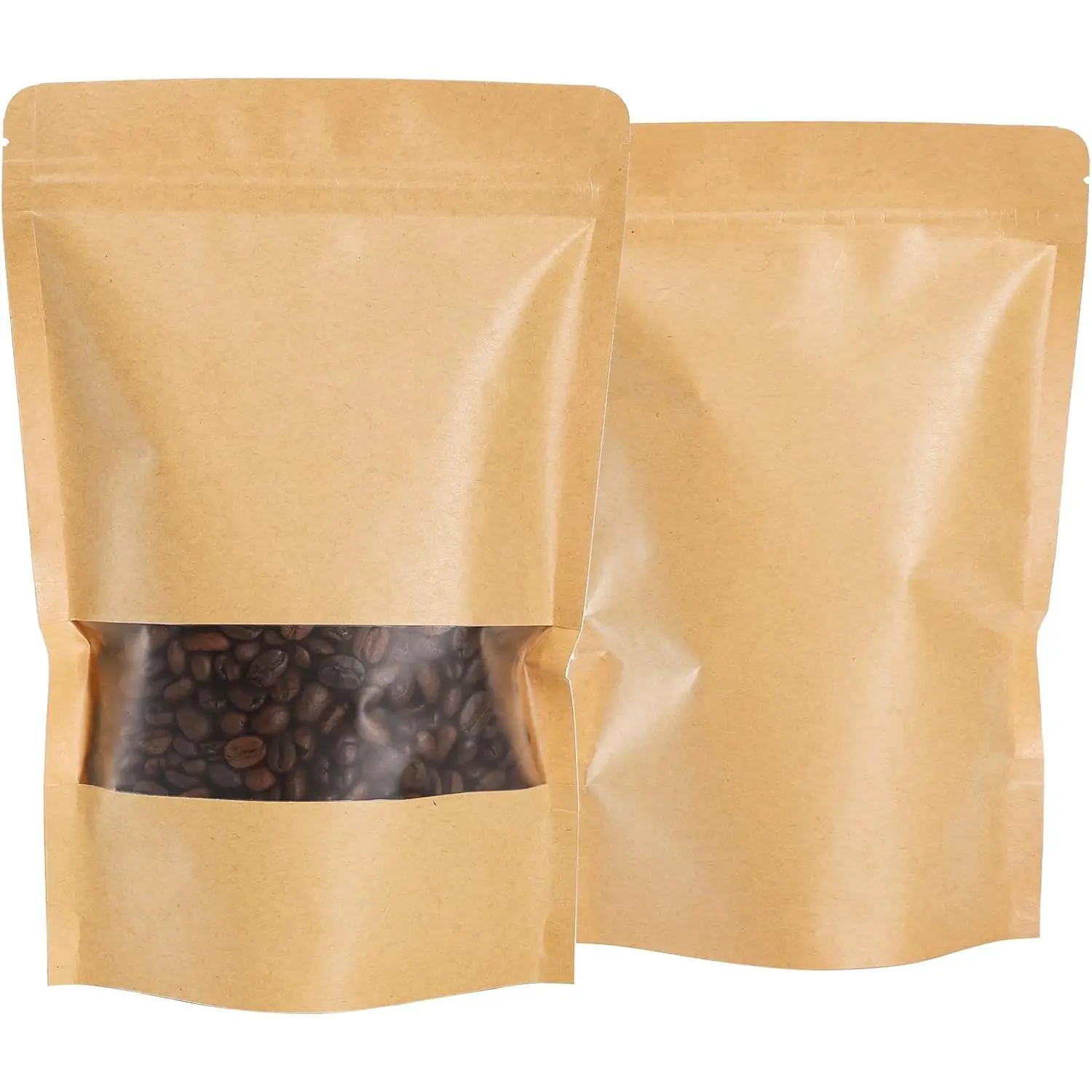 150 Count 5.9 x 8.6 Inch  Paper Bags with Resealable Lock Seal Zipper &Transparent Window, Stand Up  Bags