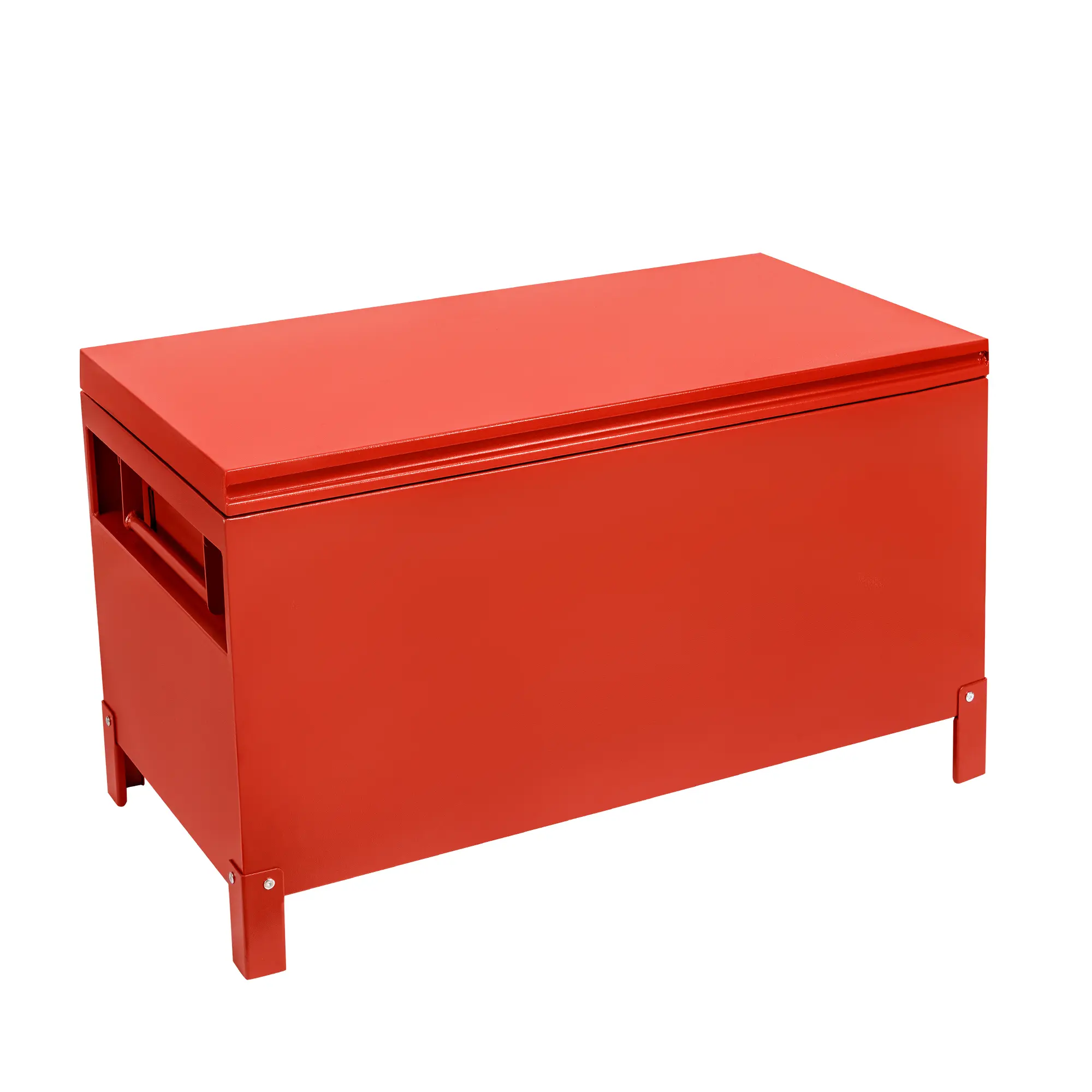 36x15x15 Inch Steel Jobsite Tool Box, Patented Groove Lid, 4-Inch Base, No Drawer, Wine Red