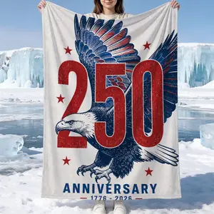 Vintage American 250th Anniversary Themed Cooling Blanket, Lightweight, Breathable, Cool & Skin-friendly Throw, Ideal Nap Blanket for Heat-prone People at Home, Sofa and Office, Suitable for Teens and Adults, Commemorative Gift for US Independence Day
