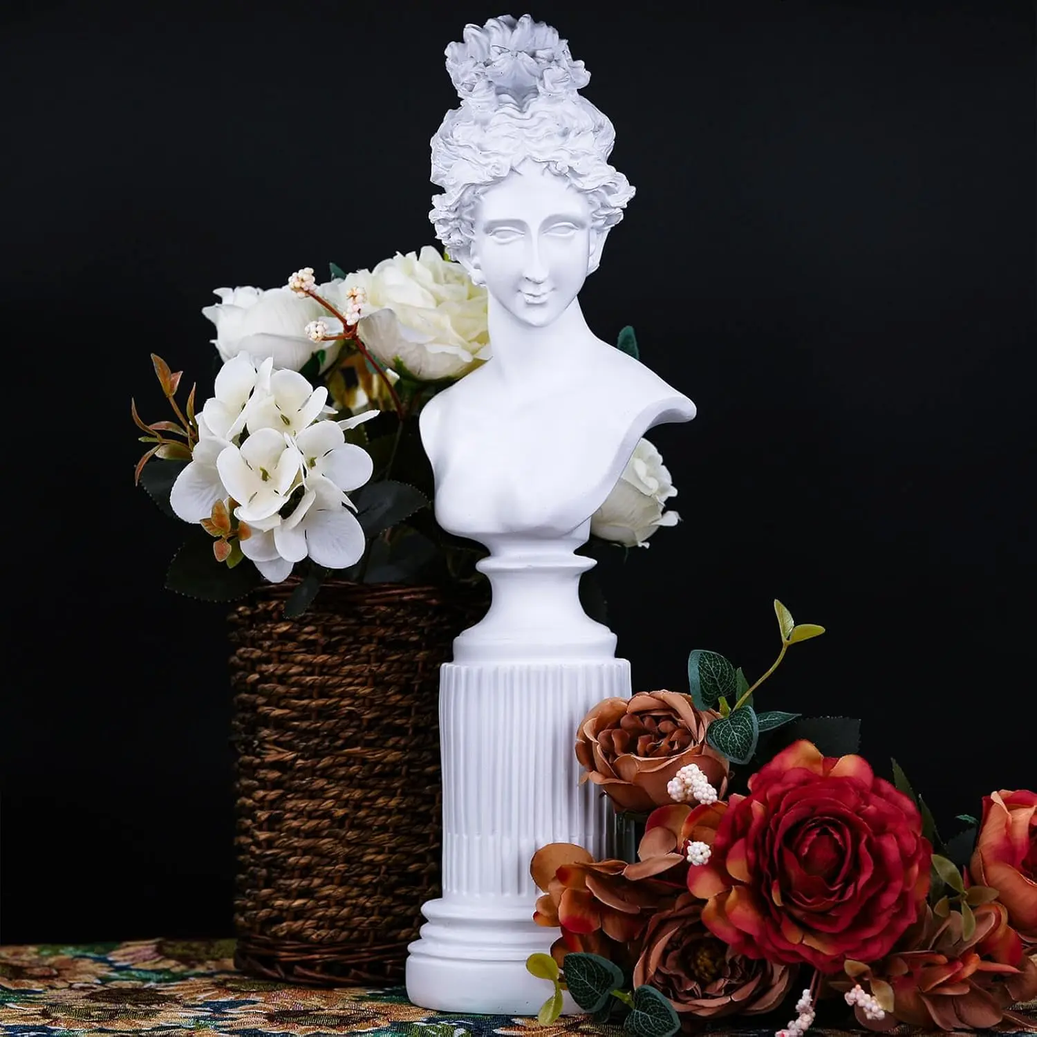 Bust Statue Classical Decoration Gift, Greek & Roman Mythology Art Indoor Replica Resin Sculpture, 13.8" H