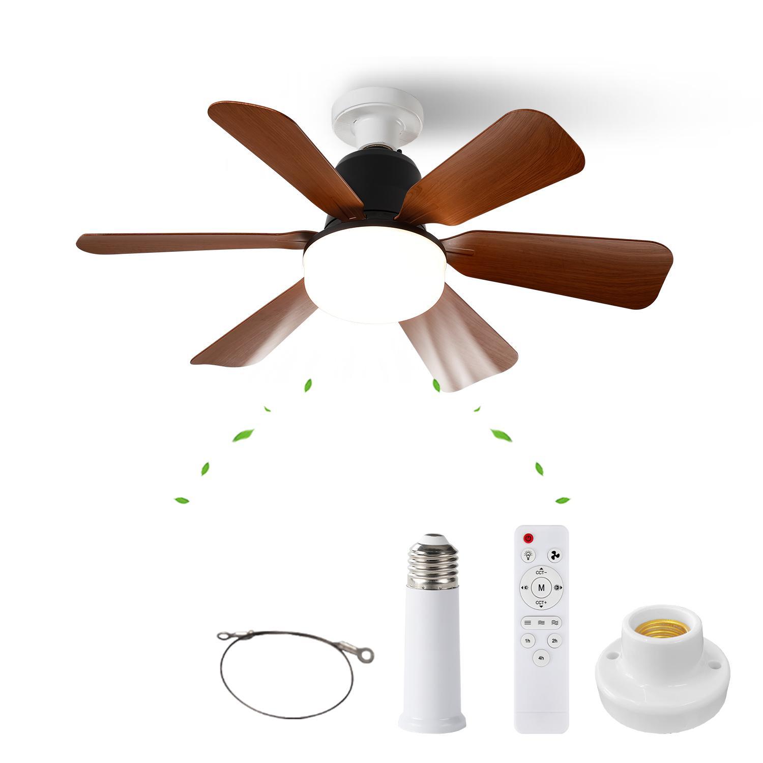 Remote Control Socket Fan Light, 2 in 1 Adjustable Wind Speed and Lighting Ceiling Fanlights, Dimmable Ceiling Lights, Easy Ceiling Mount for Living Room Bedroom Kitchen