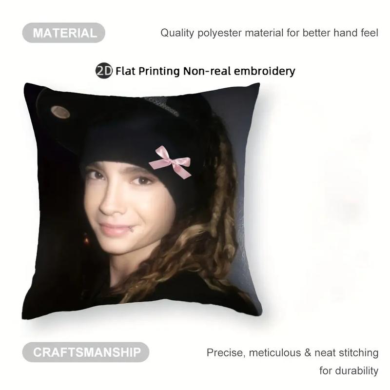 1-PC Tokio Hotel Pillowcase with Zipper Closure, Cushion Cover for Sofas and Bedrooms (Insert Not Included), Decorative Pillowcase |   Anime Character Decor |   Zippered Pillowcase, Room Decor, Perfect for Christmas