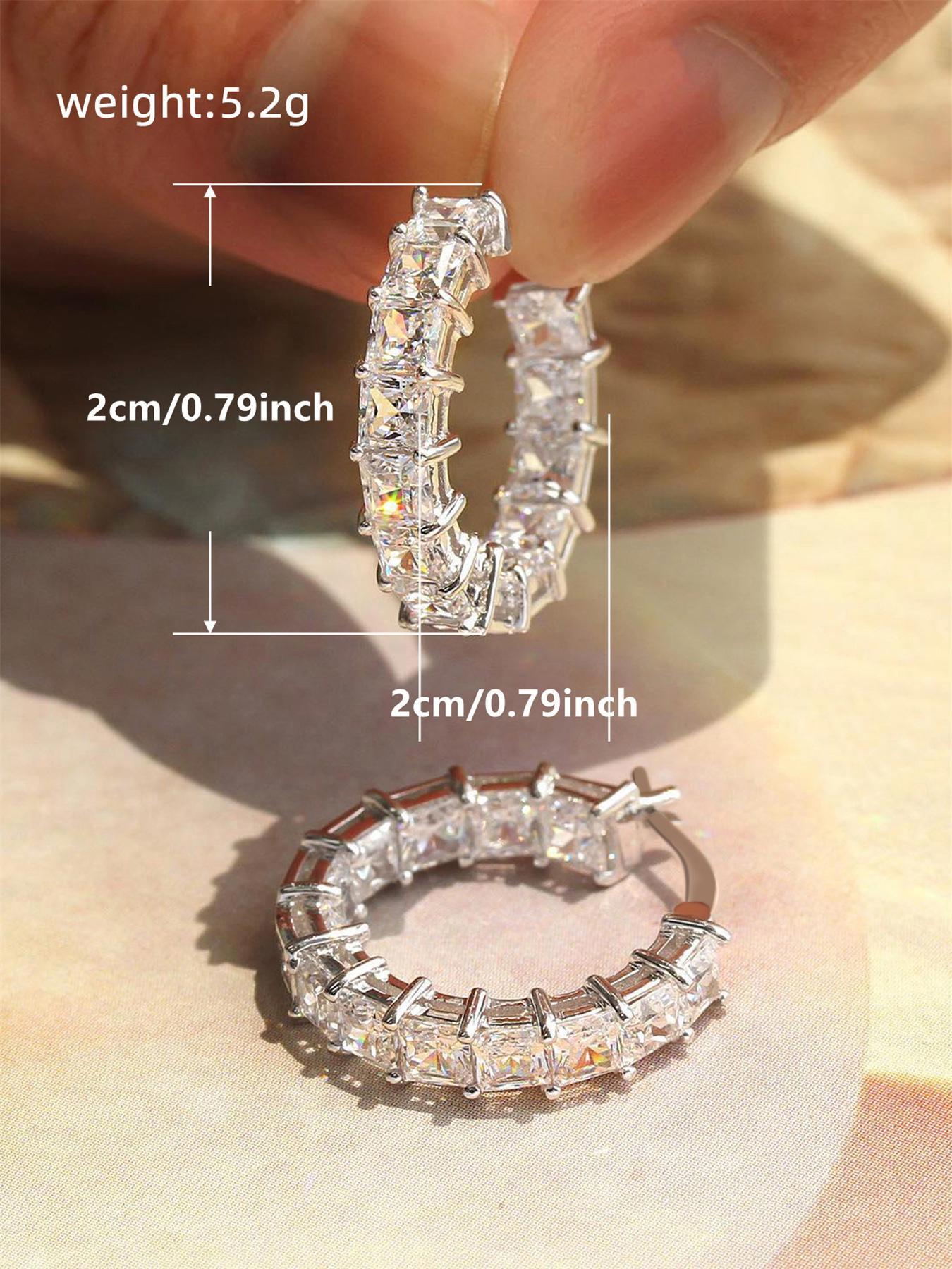 Rhinestone Decorated Hoop Earrings, Fashionable Hoop Earrings for Women & Girls, Fashion Jewelry for Party, Daily Clothing Decor, Trendy All-match & Exquisite Jewelry for Birthday Gift