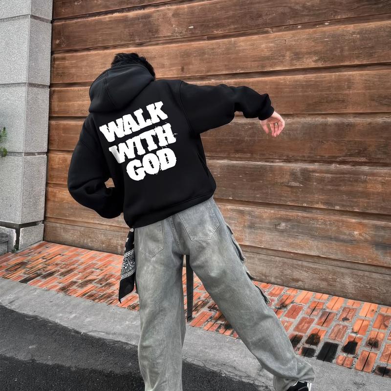 Walk With God Christian Hoodie & T-shirt for Men and Women, Faith-Based Streetwear Pullover, Bold Bible Quote Design, Religious Graphic Hoodies, Unisex Spiritual Clothing