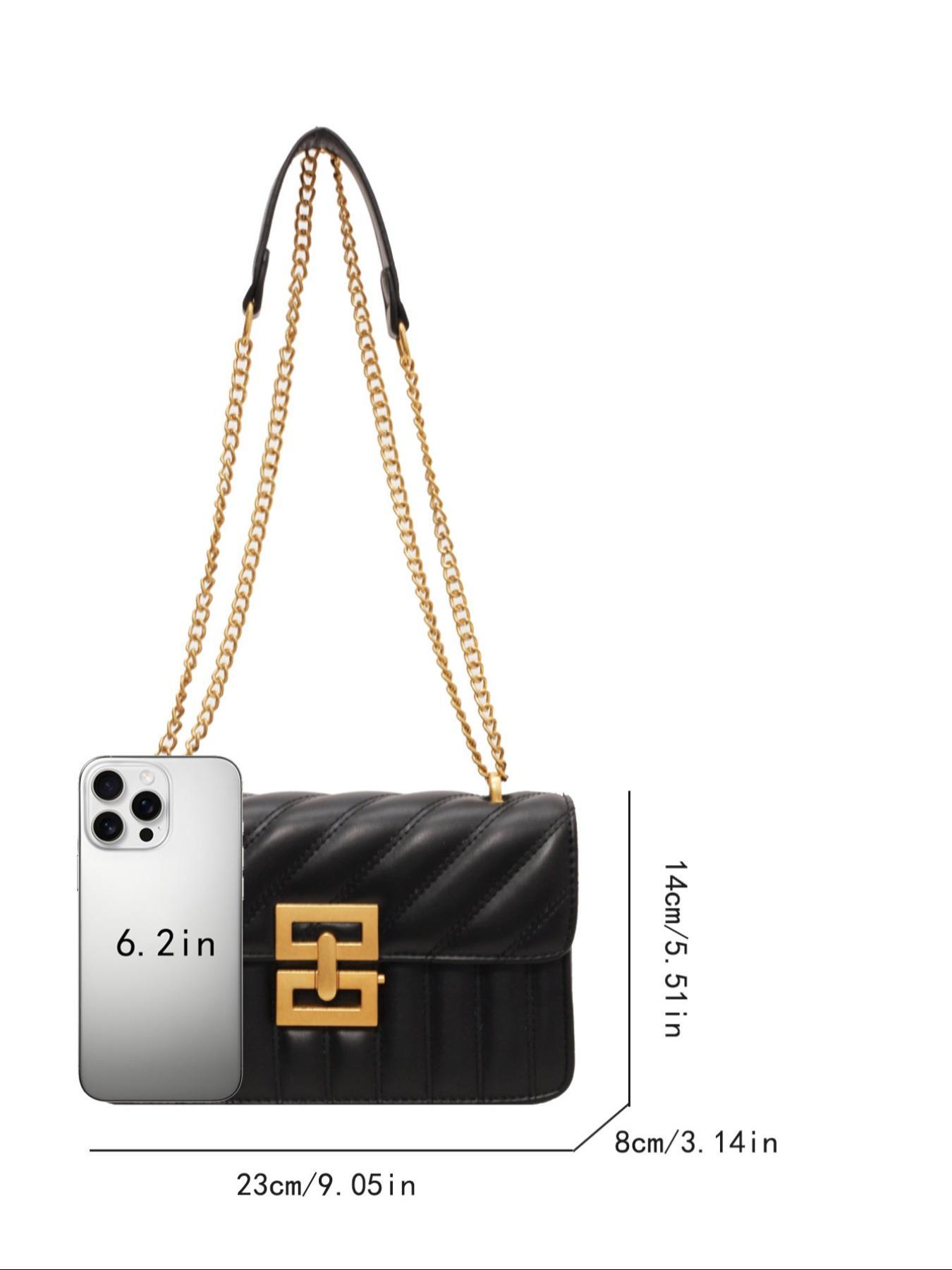 Women's Fashion Chain Strap Crossbody Bag, Casual Versatile Shoulder Bag for Daily Travel Work Commute, Trendy All-match Commuter Bag, Girl Fashionable Shopping Bag, Adjustable Crossbody Shoulder