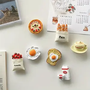 5pcs Food Decoration Magnets - Realistic Tomato, Eggs, Pastries, Medicine Bottle fridge Magnets - for Kitchen, Office, Dorm