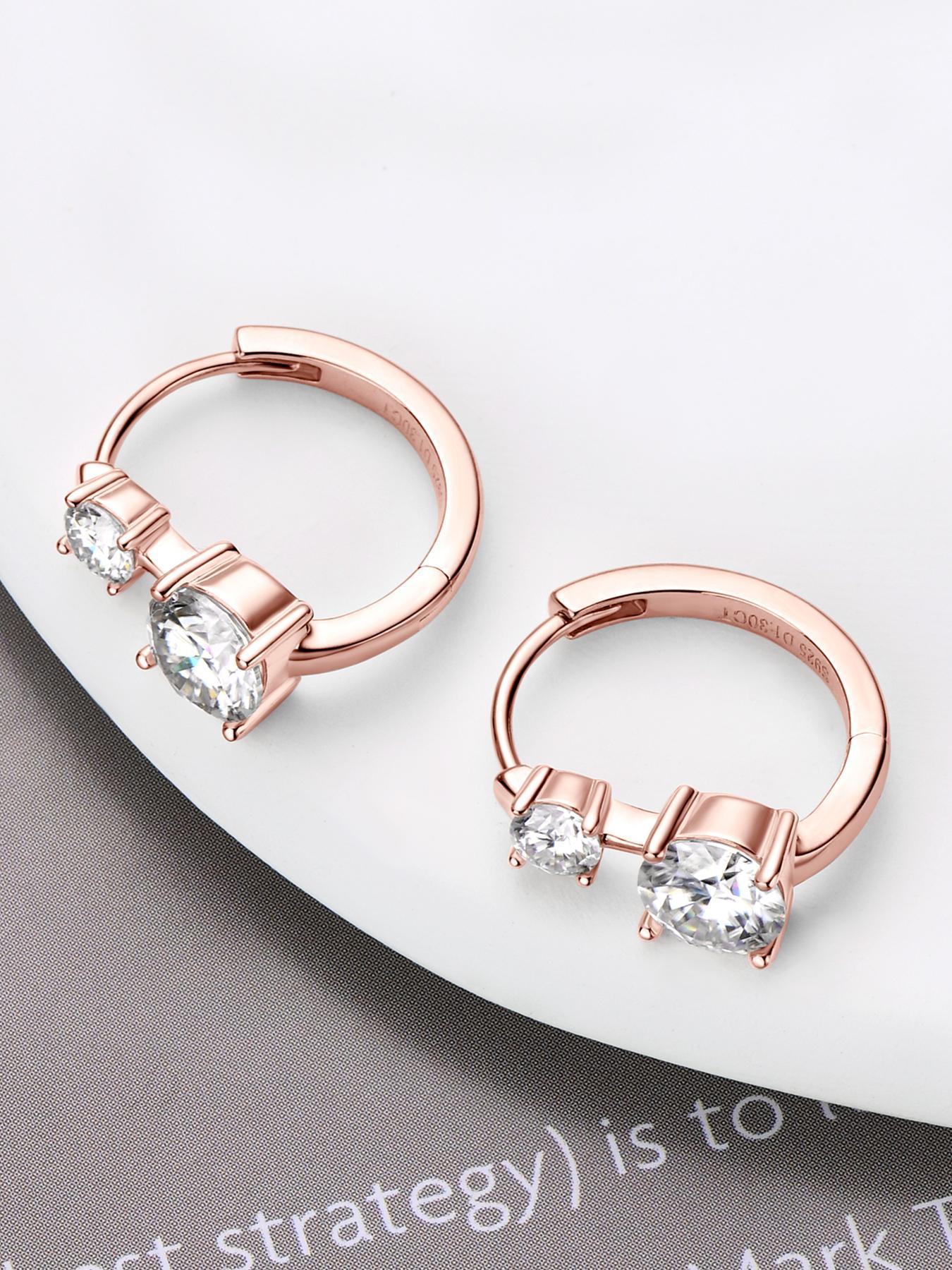 S925 Sterling Silver Synthetic Moissanite Decor Hoop Earrings, Fashionable Earrings for Women & Girls, Trendy All-match & Exquisite Jewelry for Birthday Gift, Solitaire Earrings