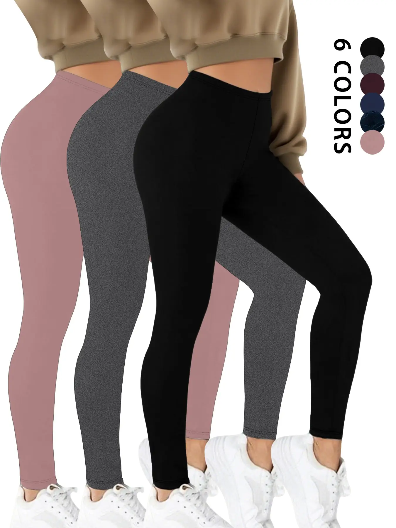 3 Pack Super Soft Leggings for Women, High Stretch Tummy Control, No See Through, Workout Yoga Running Pants, Sporty Style, All Seasons