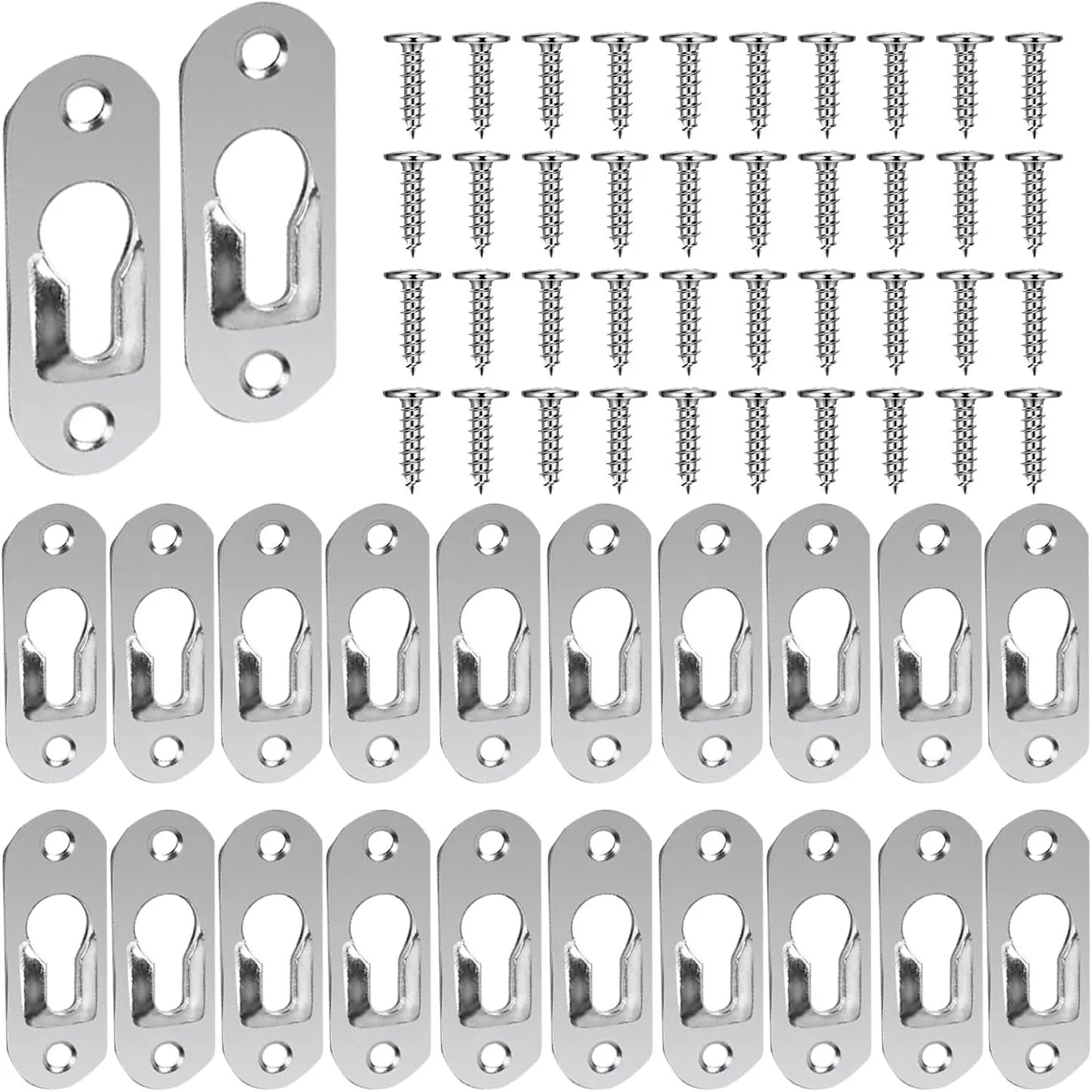 100 PCS Heavy Duty Metal Keyhole Hangers 1.7 x 0.65 inch Single Hole Hanging Picture Hanger Fasteners Hooks  Picture Frames Rivet tings New model