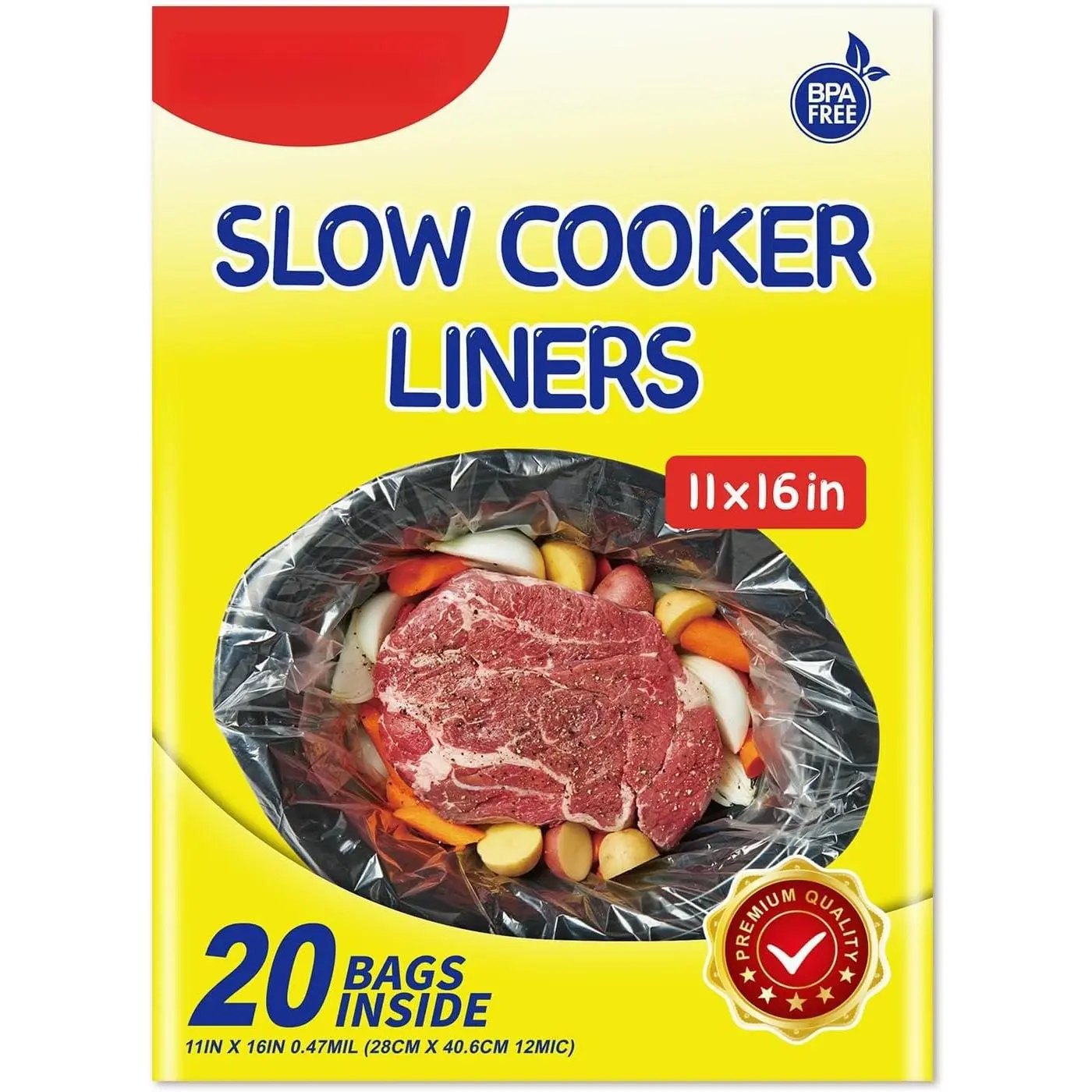 Slow Cooker Liners, Quart Cooking Bags Small Size 11"x 16", Disposable Slow Cooker Bags Oval For Crock Pot 20 count