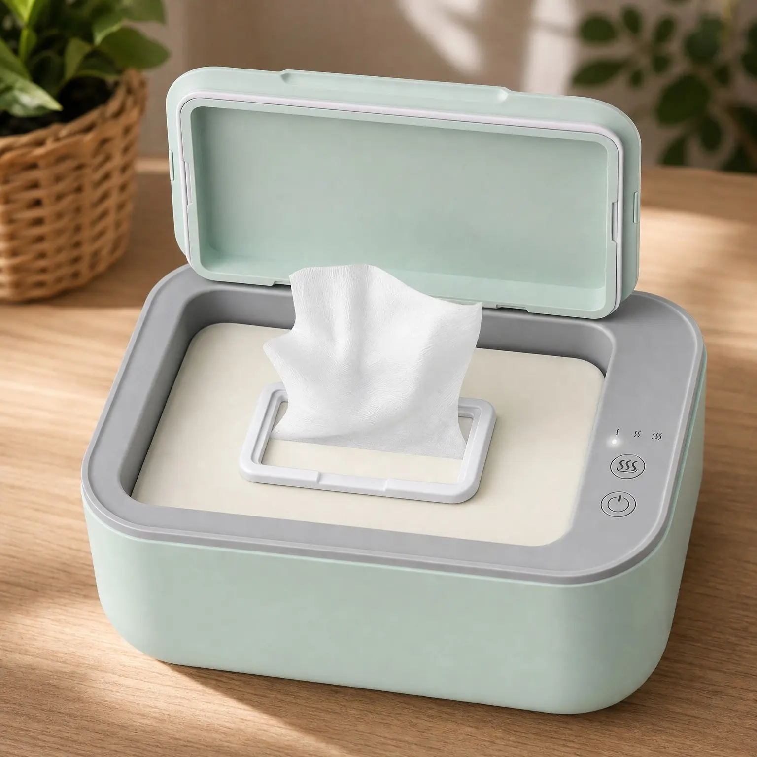 Baby & Adult Wipe Warmer with Wet Wipes Dispenser, Adjustable Temperature, Quiet Even Heating - Green(Gift)