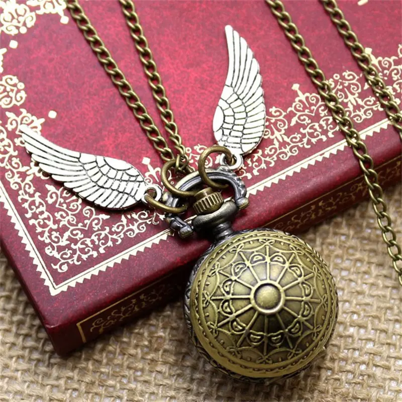 Unisex Vintage Engraved Metal Pocket & Fob Watch - Classic Alloy Case with Winged Accents, Alloy Strap, Quartz Drive, Built-In Battery, Round Analog for Outfits, Gifting, Pocket Watch, Batteries Built-In, Classic Metal Pocket & Fob Watches