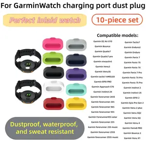 10-Pack Garmin Watch Charging Port Dust Plug, Universal Garmin 255 Sweat-Proof Silicone Accessories, Soft Rubber Fitment