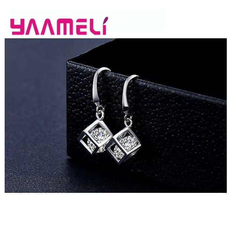 925 Sterling Silver Color Necklaces Earrings Jewelry Sets Hot Sale Cubic Zircon Women Girls Engagement Anniversary Accessory