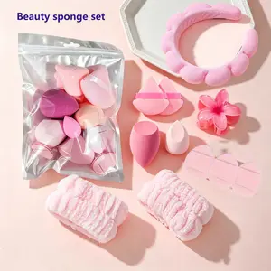 14pcs beauty sponge set (packed in a drift bottle) & 4pcs set of clean makeup accessories - powder puff, foundation sponge, concealer sponge, beauty sponge, powder puff - women's makeup accessories and tools