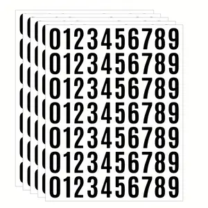 5 Sheets 1in Waterproof Self-Adhesive Number Stickers, Sticky Labels, Vinyl Digital Labels for Mailbox Door Numbers, Office School Home Use