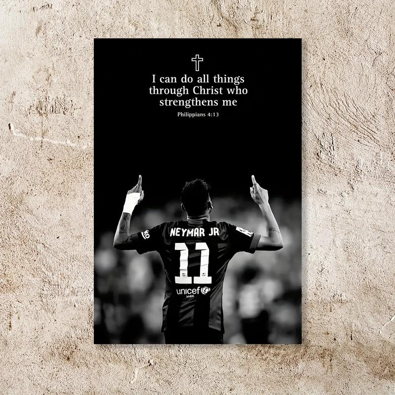 1PC Framed 2D Graphic Design Neymar Football Poster - Suitable for Bedroom, Office, Living Room, Cafe, Bar, Dorm - Fan Inspiration Gift Motivational Football Theme Decoration - Perfect for Football Lovers, Ornaments, Decor, Decoration