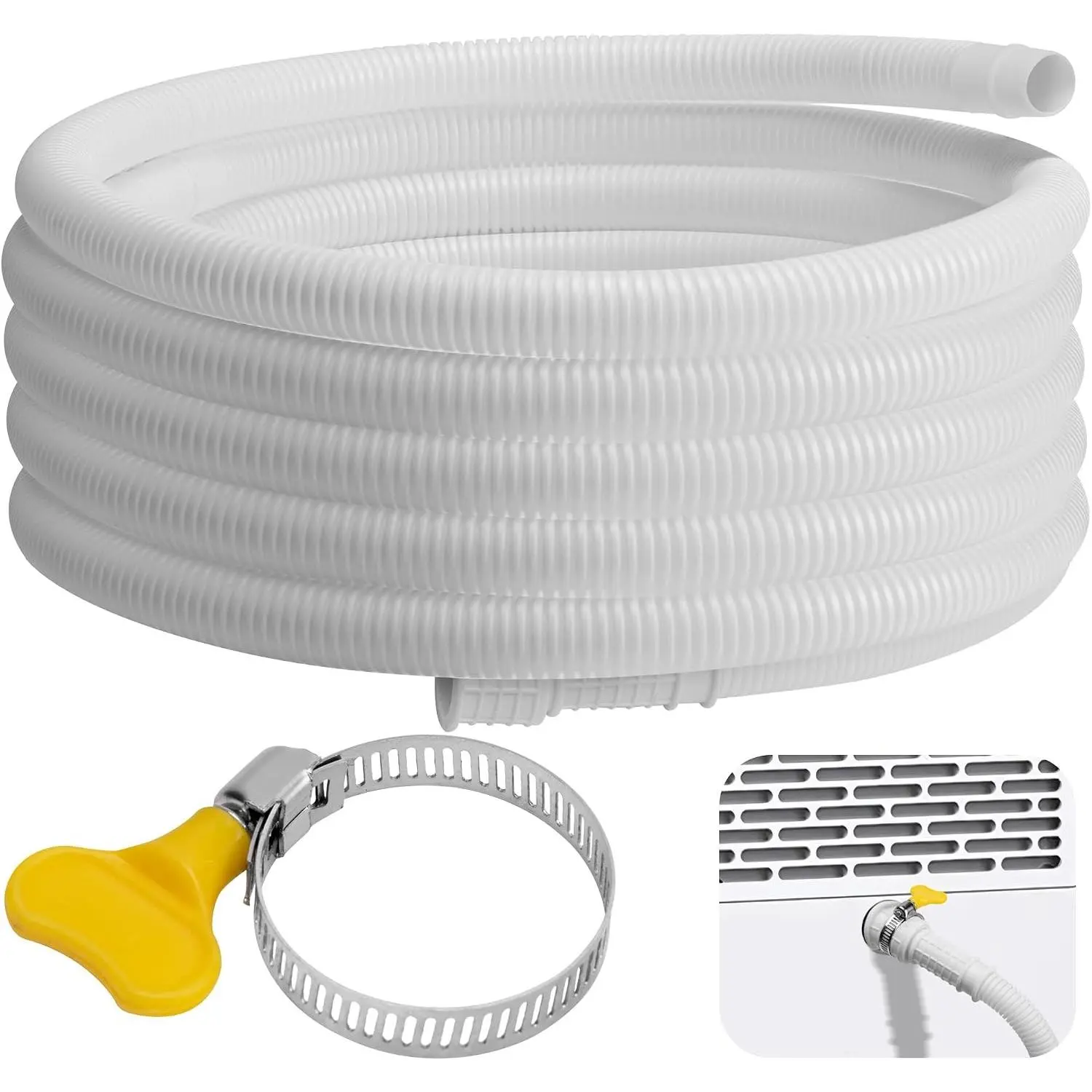 16.5 Ft Dehumidifier Drain Hose 3/4" FHT- Cuttable Leakproof Dehumidifier Discharge Hose for Drainage- Flexible Universal Corrugated Drain Hose Replacement with Clamp for Most Dehumidifier