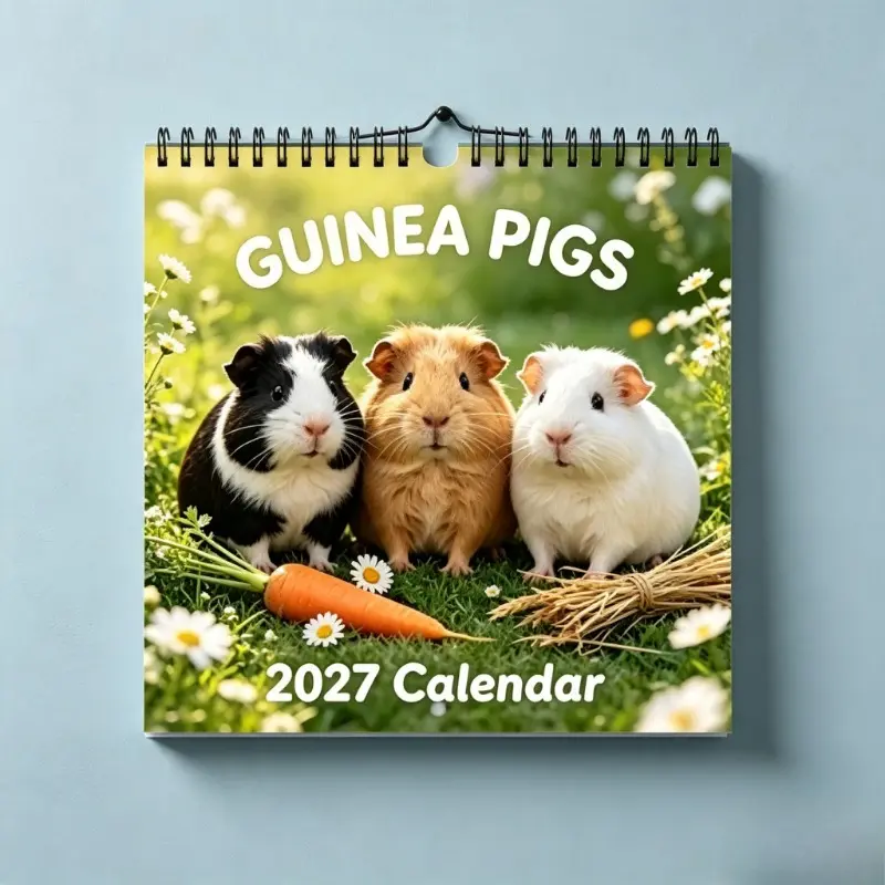 2027 cute guinea pig theme wall calendar 8.3 * 8.3 inch family calendar, fun guinea pig scene 12-page calendar throughout the year, home bedroom living room wall decoration wall calendar pet lovers New Year's Christmas birthday gift