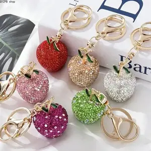 Aesthetic Apple Bag Charm Keychain, Cute Kawaii Key Ring for Women and Girls, Trendy Purse Charm, Backpack Accessory, Phone Chain, Car Key Holder, Lightweight Everyday Carry, Birthday Holiday Gift