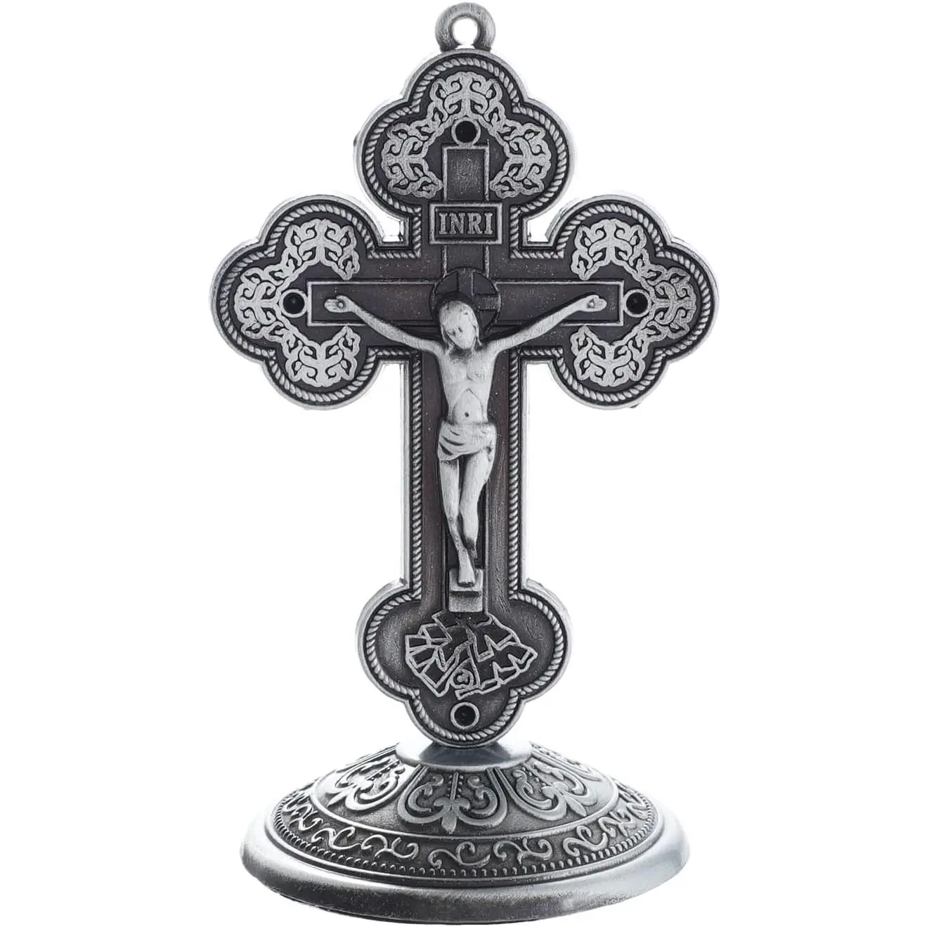 3.6" Metal Crucifix  Statue for  Dashboard   Decor | Metal  statue for  dashboard. Blesses  drivers. Christian Catholic figurine for , office, or table decor.