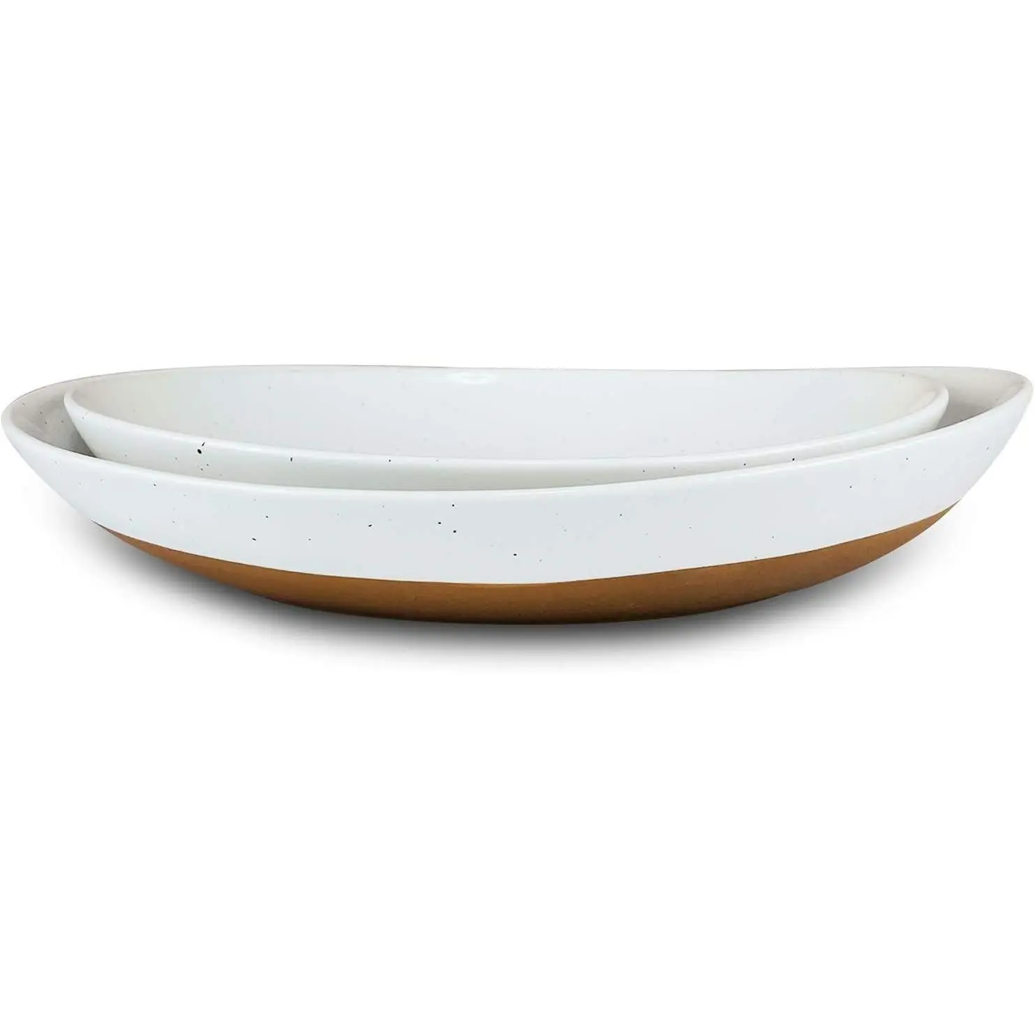 Ceramic Large Serving Bowls, Set of 2 Oval Platters for Entertaining, Modern Kitchen Dishes for Dinner Fruit Salad Turkey, Oven & Dishwasher Safe, 55/35 oz 13.5"/11.8", Vanilla White