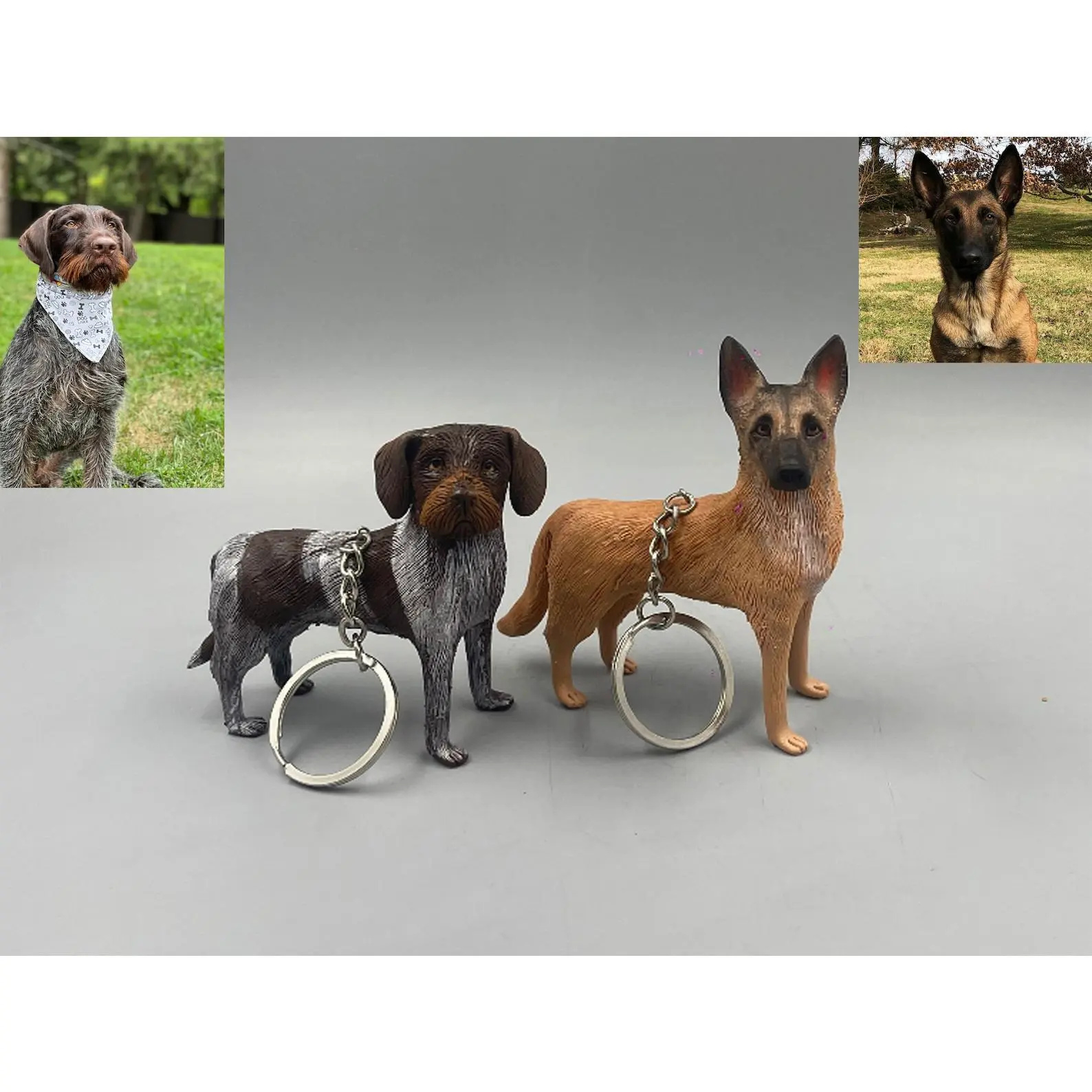 Personalized Pet Keychain - Custom Handcraft Immortal Artwork Dog Polymer Clay Charm (100g-600g), Cute Car Interior Decoration, Birthday/Engagement/Any Occasion Gift for Animal Lovers, Customizable via Etsy Message Box, Animals