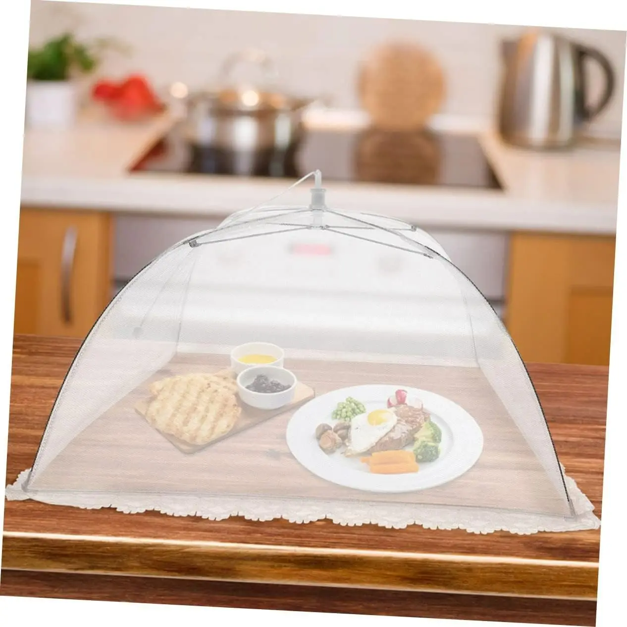 Foldable Food Cover, Mesh Food Cover, Portable Food Shelter, Picnic Supplies, Ideal for Outdoor Picnics, BBQs & Parties, Containers, Kitchen Utensils, Kitchen Gadgets, Cooking Gadgets, Cooking Tools, Kitchenware, Home and Kitchen