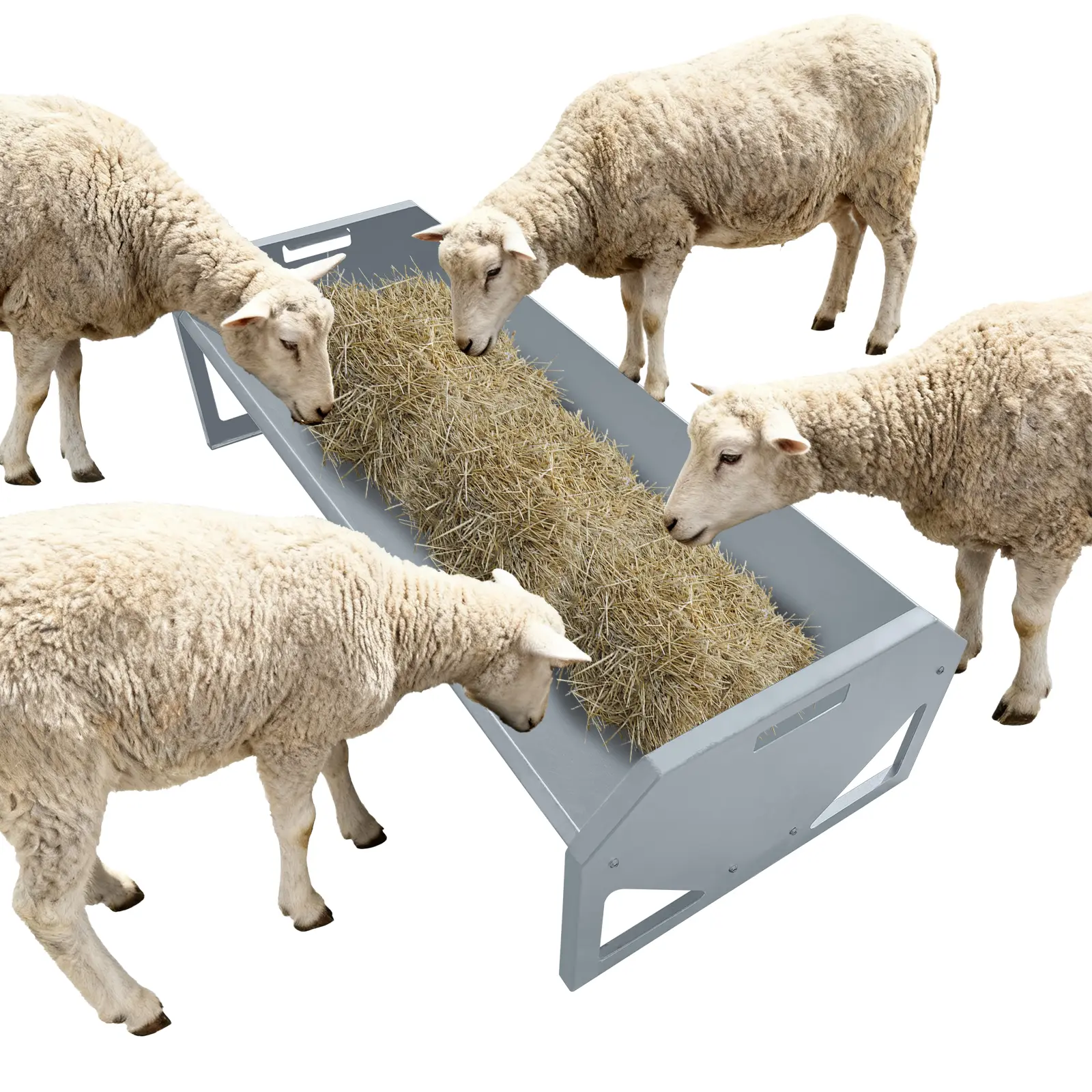 Livestock Feeder Trough,45.13" Metal Livestock Feeding Trough, 22 Gallon Heavy Duty Sheep Feeder for 10 Sheep, Large Goat & Pig Trough Feeder for Farm, Sheds, and Pens ﻿
