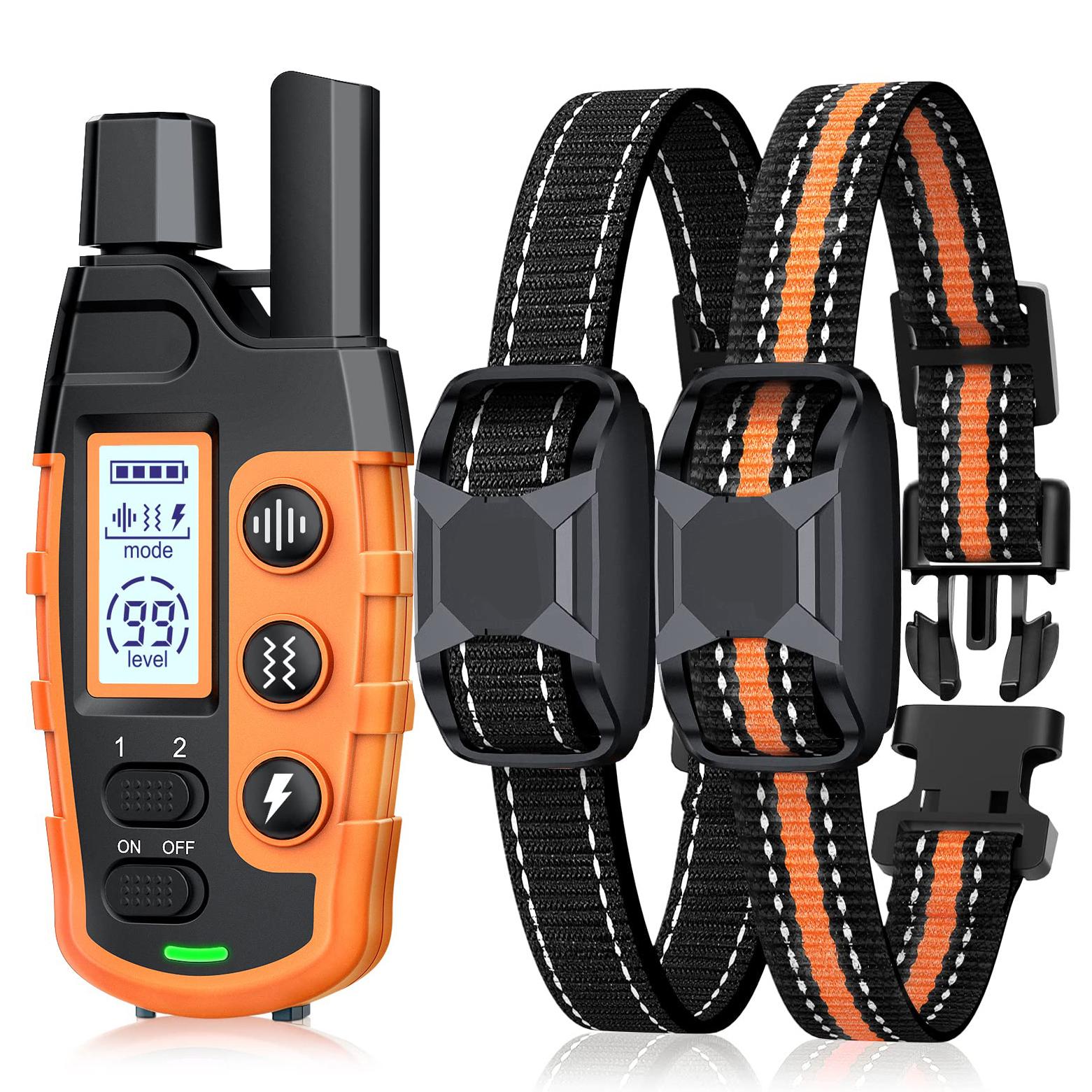 1/2 Collars, 3300ft Range Dog Training Collars With Remote, Adjustable Nylon Strap, With Beep (1-8), Vibration (1-16), Safe Shock (1-99), Rechargeable Waterproof, For Small To Large Dogs (5-150lbs)