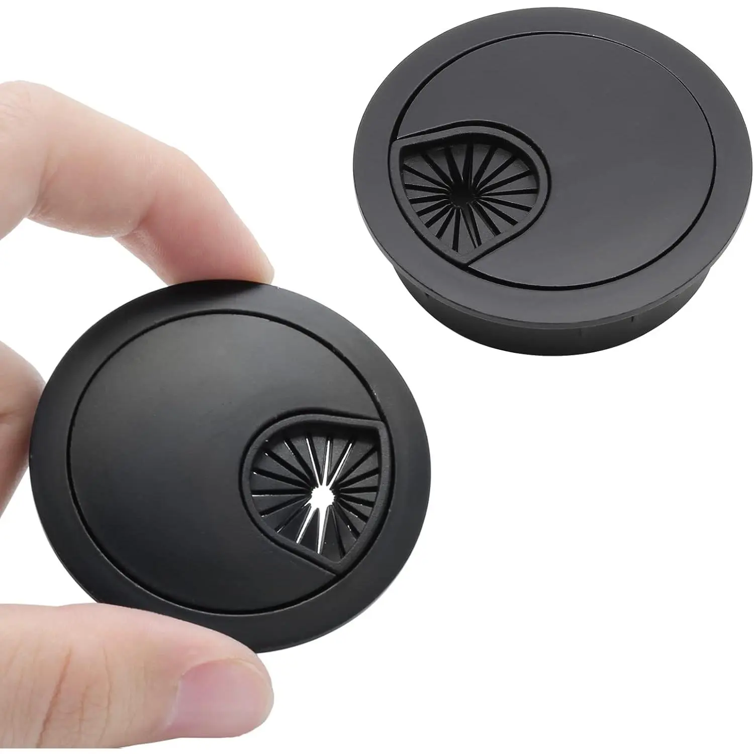 Desk Grommet, 2-1/8", Matte Black, 2 count | Zinc Alloy,  Hole Cover, For Office PC Desk  Cord