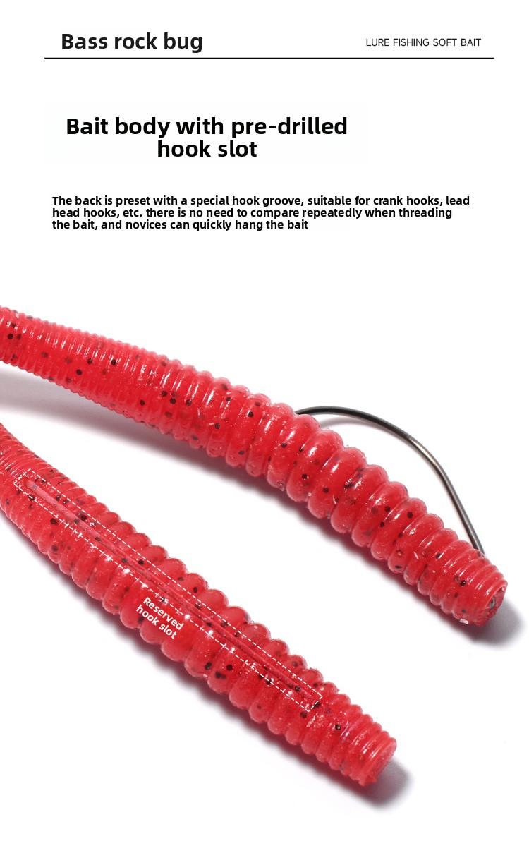 Rockin' Noodle Worm HighDensityLeadFreeSoftBait TexasRiggedLure For BassFishing RockWorm ArtificialBait With WeightedInsert Perfect For BassTrolling And TexasRig