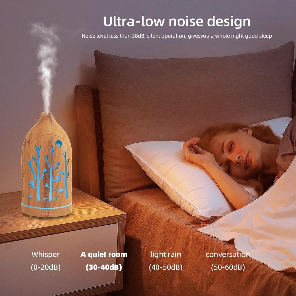 Hollow Out Essential Oil Diffuser 2 PCS Humidifier with Timer Auto Shut - Off for Home Bedroom Yoga Spa Office Aromatherapy Relaxation Sleep pro vir tec mist large fog ful dual mode rain sound cloud crack design tabletop  changing moss  lab  scent  hack h
