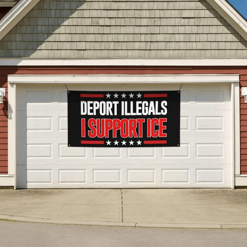 Deport Them All Illegals Banner Flag 3x6 Ft I Stand With Ice Flag Sign I Support Ice Banner Flags For Festival Party Holiday With 4 Metal Eyelets ICE Flag