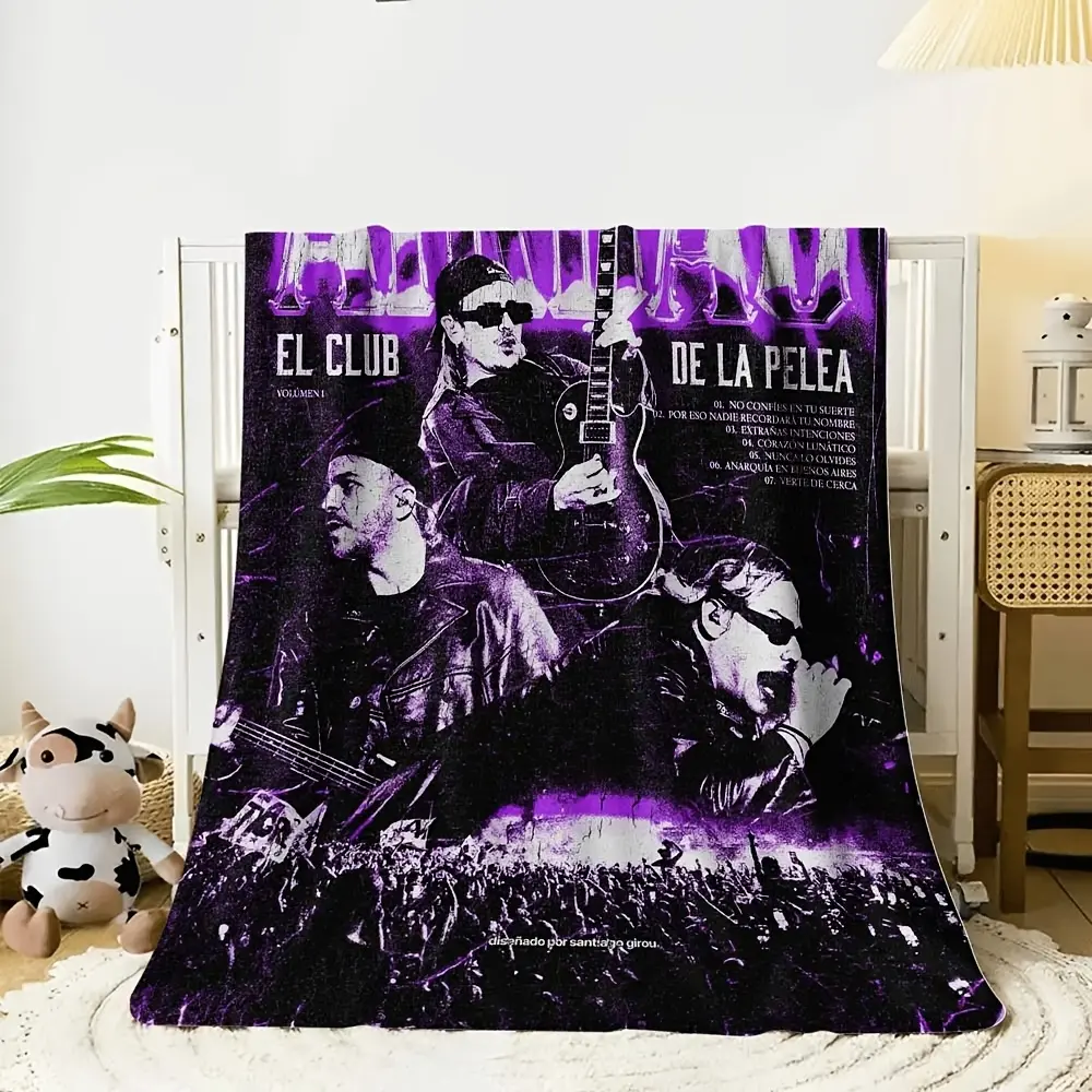 1pc El Club De La Pelea Band Purple Black Poster Style Flannel Blanket Rock Music Throw Blanket Home Sofa Decor